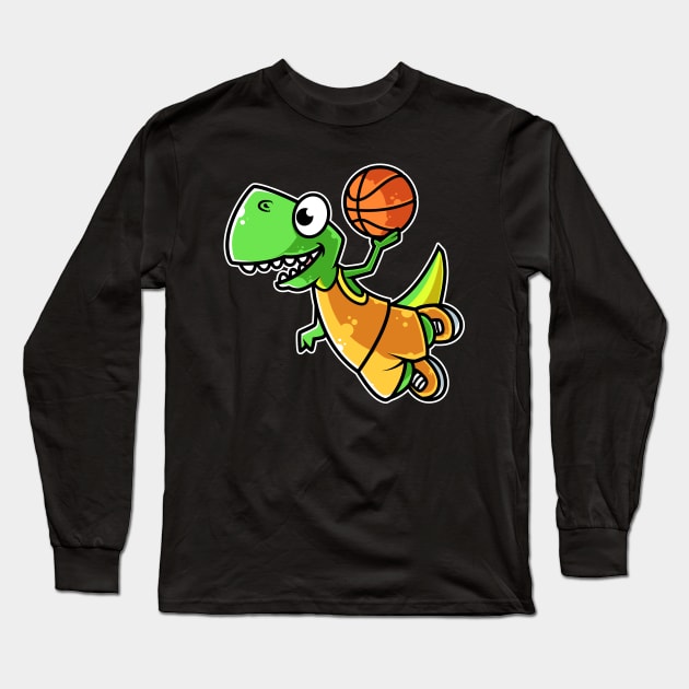 Tyrannosaurus Rex Basketball Team Sports B-ball Dinosaur design Long Sleeve T-Shirt by theodoros20